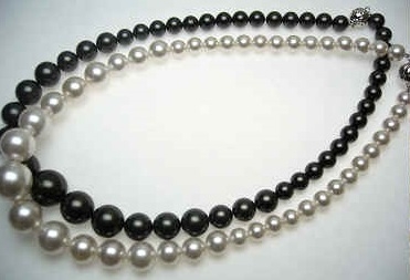 38409 8-12mm Graduation MOP Shell pearl Necklace 18" w/925 Silver Claps