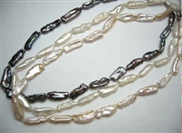 38411 Long Fresh Water Pearl Necklace 18" w/925 Silver Claps