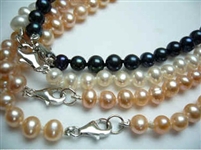 38416 5-6mm Potato Fresh Water Pearl Necklace 18" w/925 Silver 9mm Claps