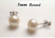 43172 5mm Round Fresh Pearl w/925 silver Earring