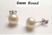 43173 6mm Round Fresh Pearl w/925 silver Earring