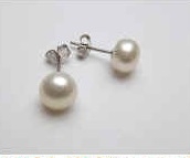 43173-7 7mm Bun Fresh Pearl w/925 silver Earring