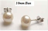 43175-10 10mm Bun Fresh Pearl w/925 silver Earring