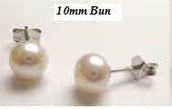 43175-10 10mm Bun Fresh Pearl w/925 silver Earring