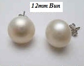43175-12 12mm Bun Fresh Pearl w/925 silver Earring