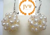 43187 16mm Round Fresh Water Pearl Ball Earring w/925 Silver Hook