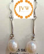 43224 Rice Fresh Water Pearl Ball Earring w/925 Silver Hook