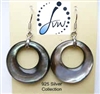 43328 25mm Black MOP Shell Earring w/925 Silver