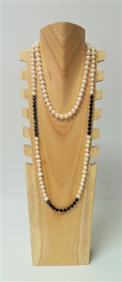 51021-1 7 Slots Natural Wood Necklace Display