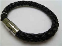 68016 Leather Bracelet with Stainless Steel Claps
