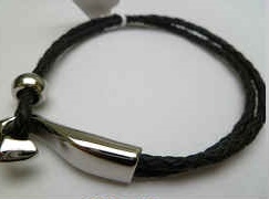 68026 Leather Bracelet with Stainless Steel Claps