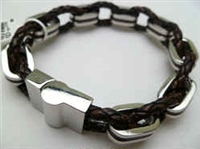 68027 Leather Bracelet with Stainless Steel Claps