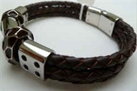 68032 Leather Bracelet with Stainless Steel Claps