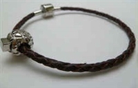68036 Leather Bracelet with Stainless Steel Claps