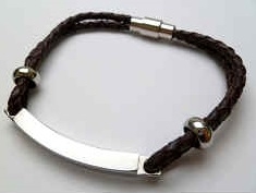 68055 Leather Bracelet with Stainless Steel Claps