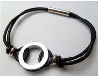 68062 Leather Bracelet with Stainless Steel Claps