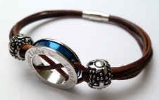 68063 Leather Bracelet with Stainless Steel Claps