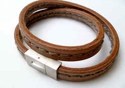 68065 Leather Bracelet with Stainless Steel Claps