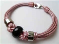 68066 Leather Bracelet with Stainless Steel Claps