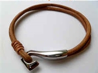 68068 Leather Bracelet with Stainless Steel Claps