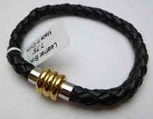 68092 Leather Bracelet with Stainless Steel Claps