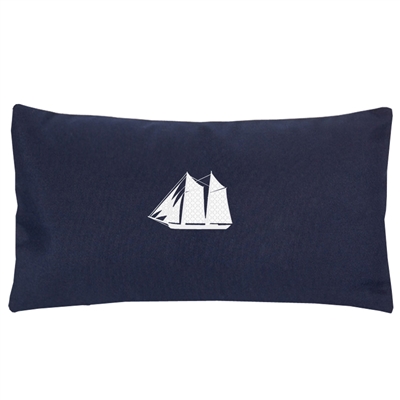 Nantucket Bound Sunbrella Outdoor Indoor Pillow in Navy with Embroidered Schooner | Nantucket Bound