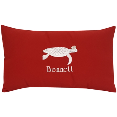 Custom Sunbrella Children's Pillow - Personalized Sea Turtle with Crown | Nantucket Bound