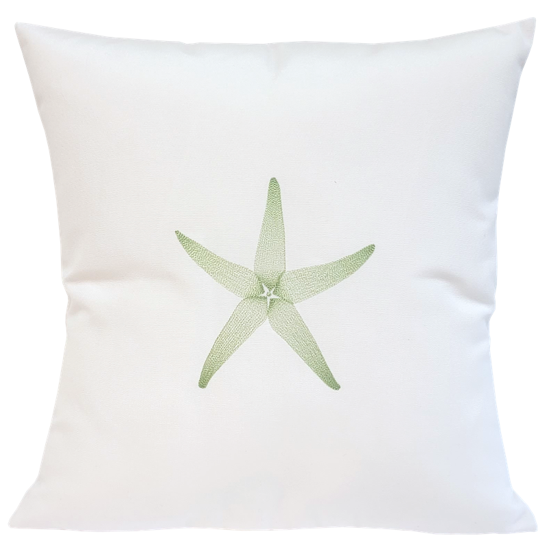 Starfish in Pale Green on White