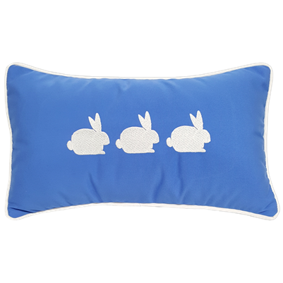 3 Bunnies in Capri Pillow for Spring & Easter - Unique Coastal Decor | Nantucket Bound