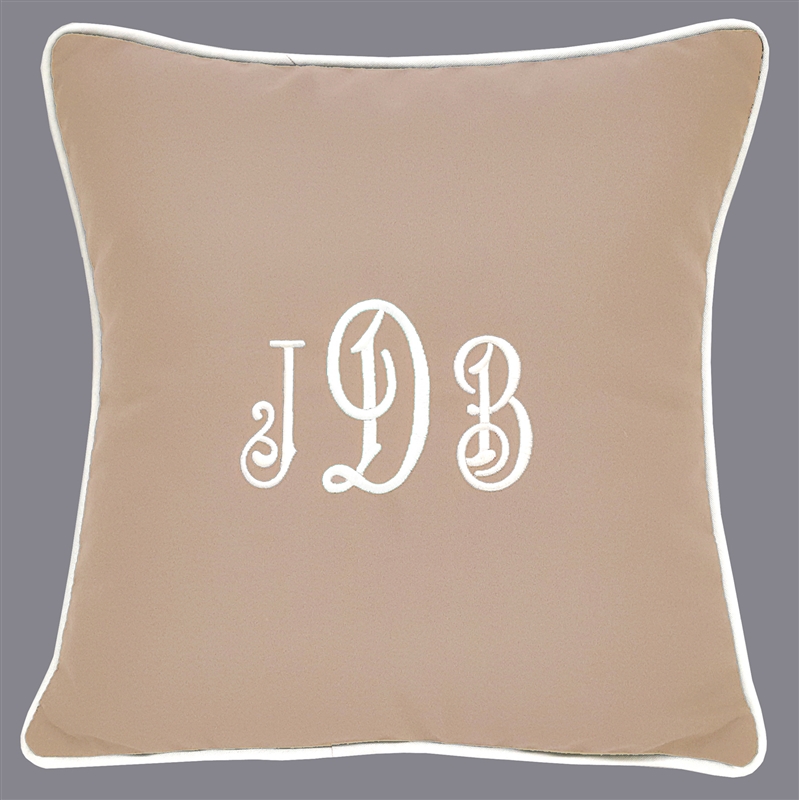 Monogrammed Sunbrella Pillow in Navy with White Trim | Nantucket Bound