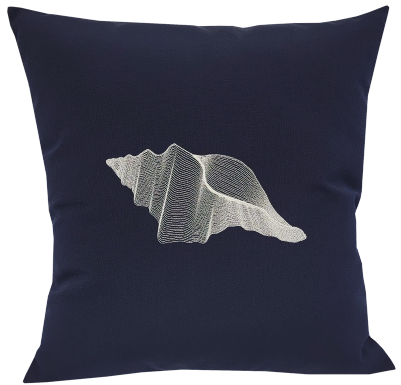 Conch Shell in White on Navy