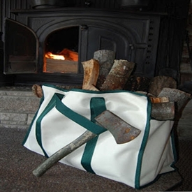 Sturdy Canvas Firewood Log Carrier - Unique Coastal Decor | Nantucket Bound