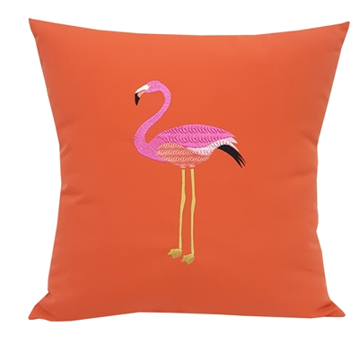 Indoor & Outdoor Sunbrella Pillow with Embroidered Flamingo | Nantucket Bound