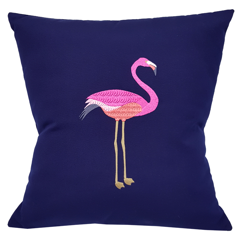 Indoor & Outdoor Sunbrella Pillow with Embroidered Flamingo | Nantucket Bound