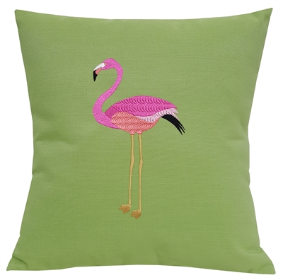 Indoor & Outdoor Sunbrella Pillow with Embroidered Flamingo | Nantucket Bound