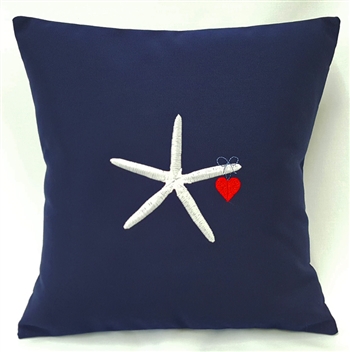 Starfish & Heart Pillow - Unique Coastal Décor for Kids | Nantucket Bound