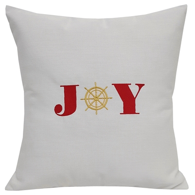 Nautical Christmas Pillow with Ship's Wheel - Unique Coastal Decor | Nantucket Bound