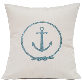 Nautical Pillow with Anchor & Rope - Unique Coastal Decor | Nantucket Bound