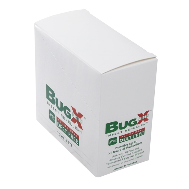 Coretex 12840 Bug X Deet Free Insect Repellent Towelettes - 25 Packettes