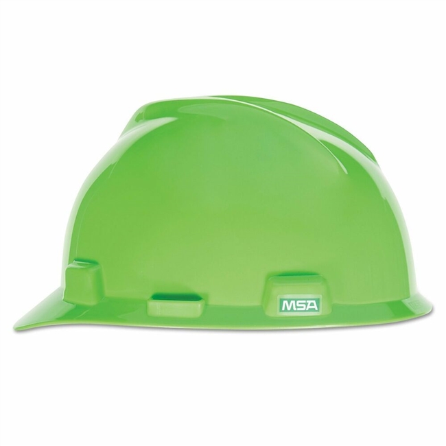 MSA 815565 V-Gard Ratchet Hard Hat with Fas-Trac Suspension - Hi-Viz Green