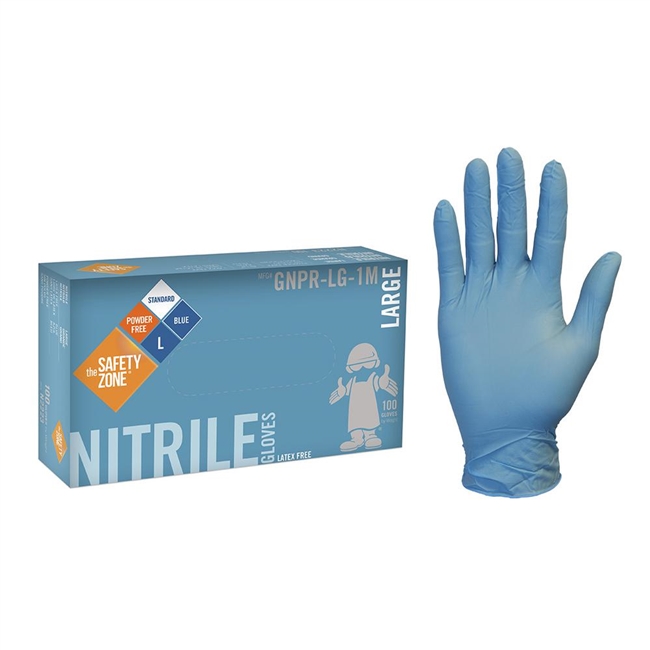 Safety Zone GNDR-1M Disposable Blue Nitrile Powdered Gloves