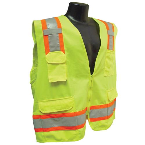 Radians SV6G Class 2 Surveyor's Traffic Vest, Zippered, Hi-Viz Green