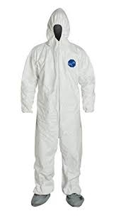 DuPont TY122S Tyvek Coverall, With Attached Hood and Boots, Elastic Wrists and Ankles