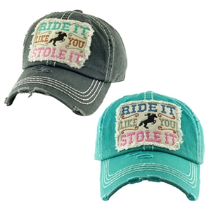 Ride it like you stole it Teal ball cap