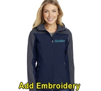 SanMar Ladies Jacket with Hood- Navy/Grey For Sale!