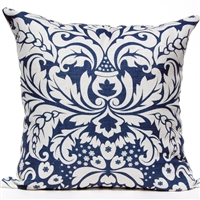 Large Damask Pillow - Navy