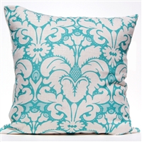 Plumes Damask Pillow - Aqua