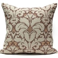 Plumes Damask Pillow - Chocolate