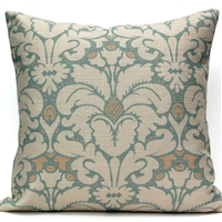 Plumes Damask Pillow - Oyster Bay