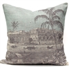 Palm on River Engraving Pillow - Gray